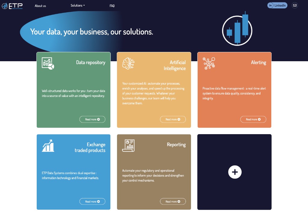 ETP Data Systems website — solutions for exchange traded products